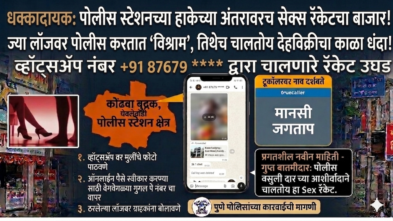 कोंढवा बुद्रुक हादरले! जिथे पोलीस करतात ‘विश्राम’, तिथेच चालतोय ‘वेश्या व्यवसाय’; वसुलीबहाद्दर ‘शेडगे’ नावाच्या पोलिसाचे रॅकेटला अभय!